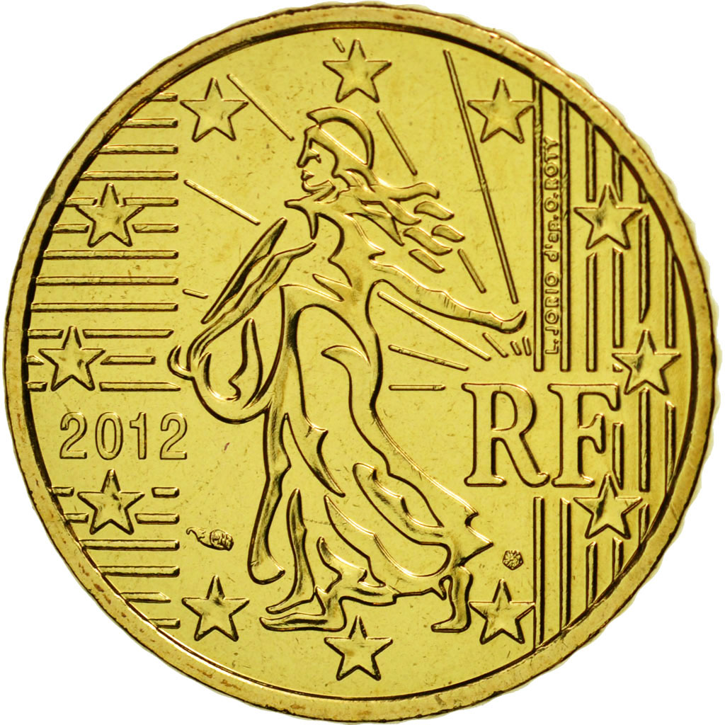 France, 50 Euro Cent, 2012, MS(65-70), Brass, KM:1412