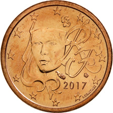 France, Euro Cent, 2017, MS(65-70), Copper Plated Steel