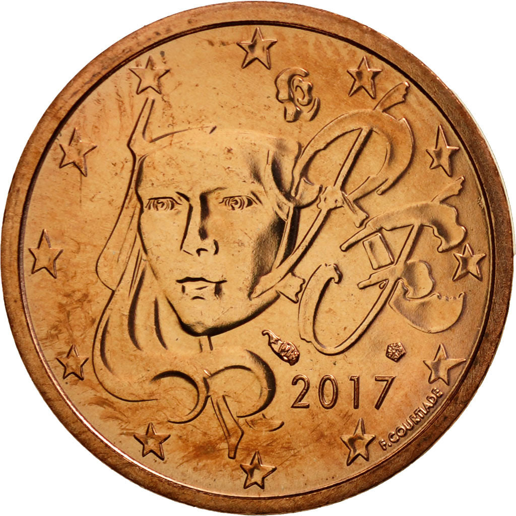 France, 2 Euro Cent, 2017, MS(65-70), Copper Plated Steel