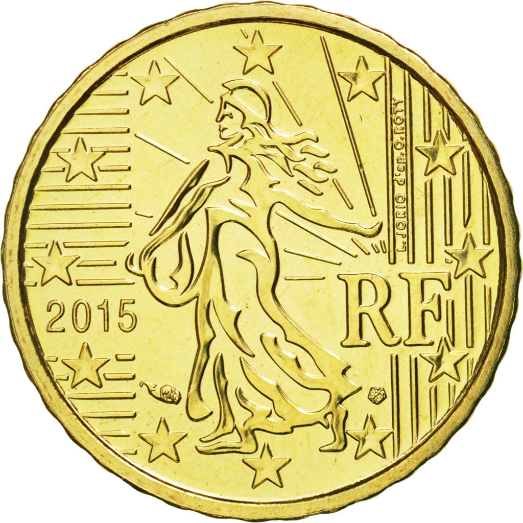 France, 10 Euro Cent, 2015, MS(65-70), Brass
