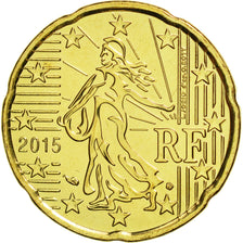 France, 20 Euro Cent, 2015, MS(65-70), Brass
