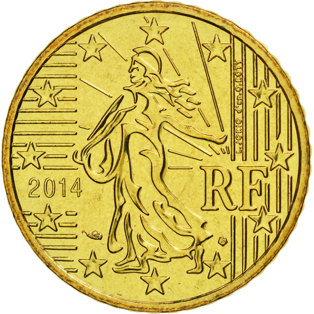 France, 50 Euro Cent, 2014, MS(65-70), Brass