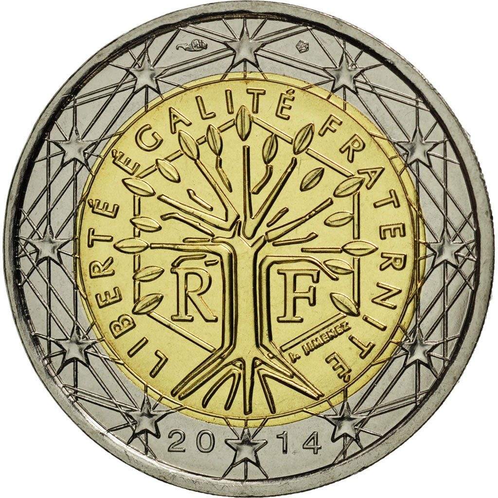 France, 2 Euro, 2014, MS(65-70), Bi-Metallic