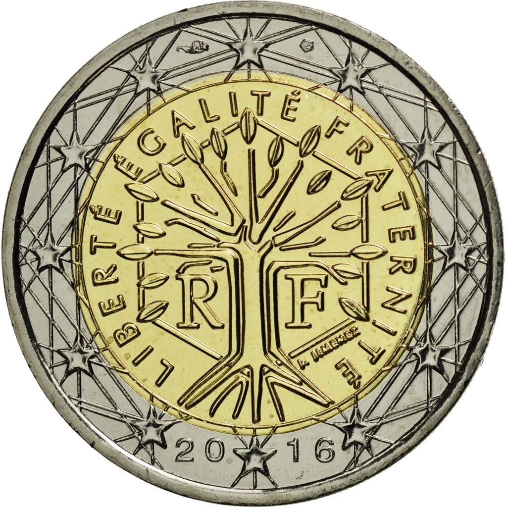Coin, France, 2 Euro, 2016, MS(65-70), Bi-Metallic