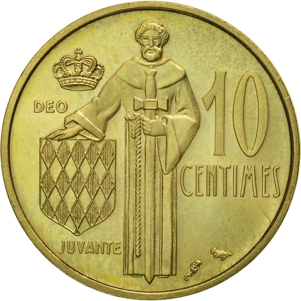 Coin, Monaco, Rainier III, 10 Centimes, 1974, Paris, MS(65-70), Aluminum-Bronze