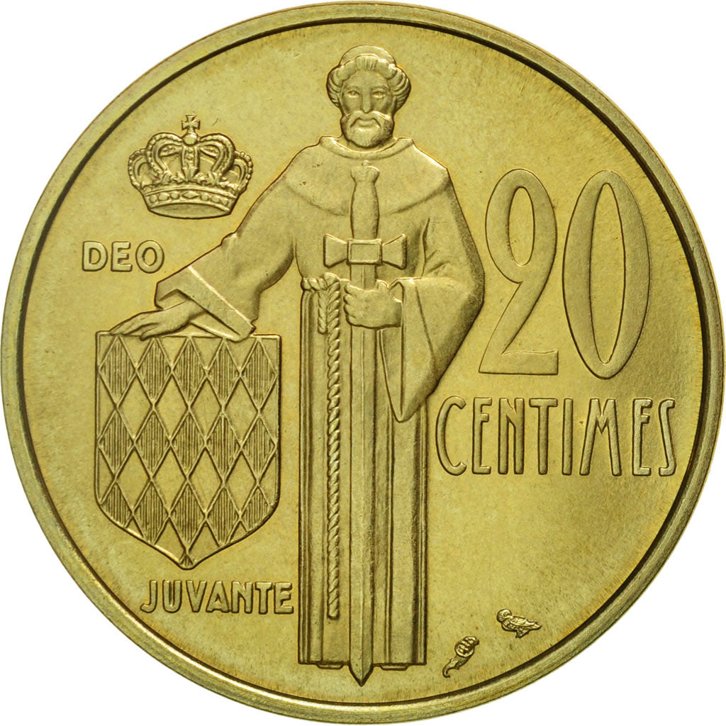 Coin, Monaco, Rainier III, 20 Centimes, 1974, Paris, MS(65-70), Aluminum-Bronze