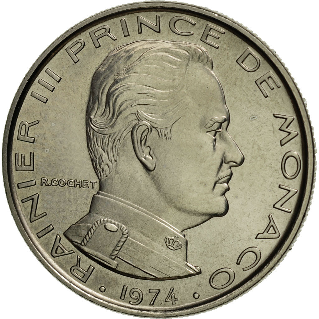Coin, Monaco, Rainier III, Franc, 1974, Paris, MS(65-70), Nickel, KM:140