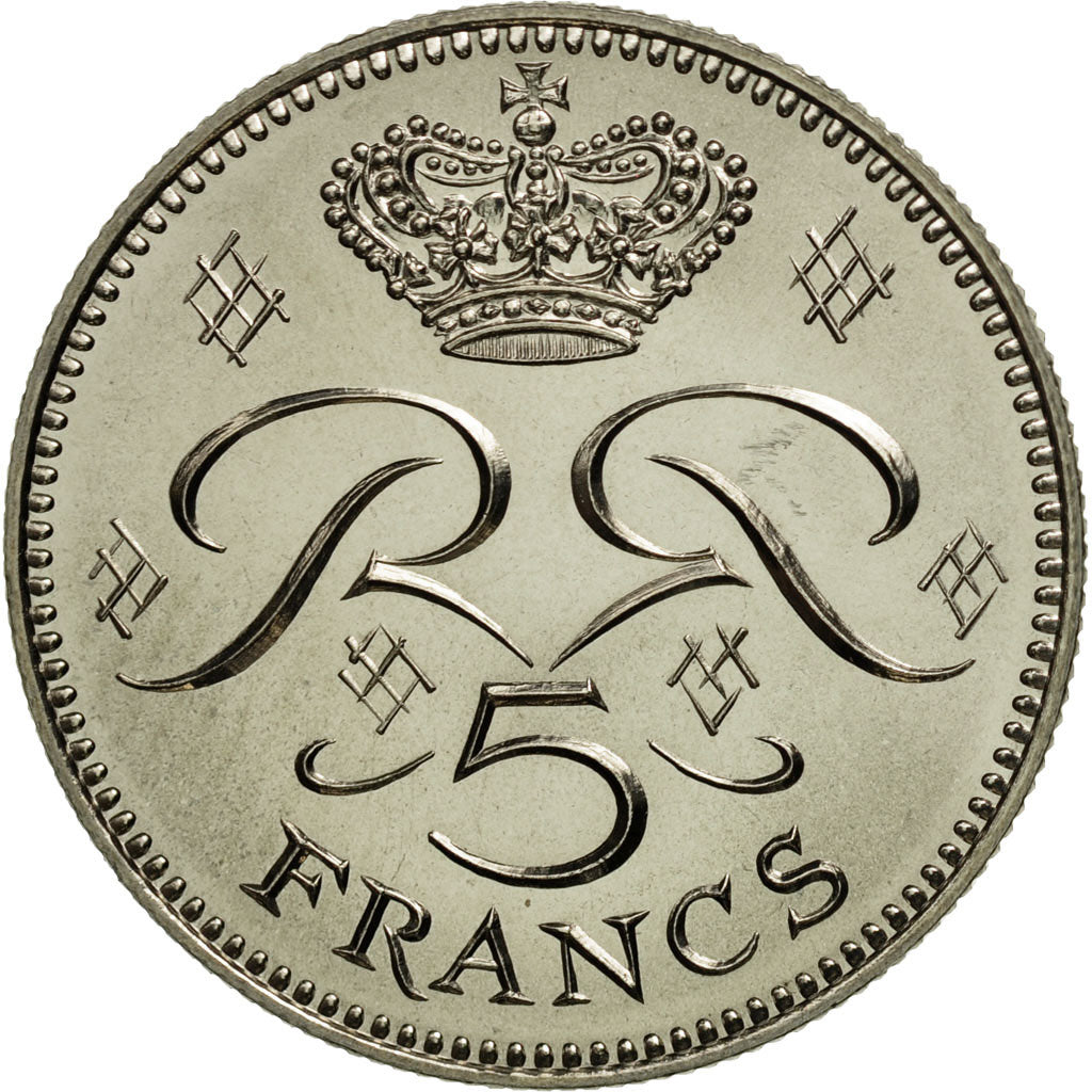 Coin, Monaco, Rainier III, 5 Francs, 1974, Paris, MS(65-70), Copper-nickel