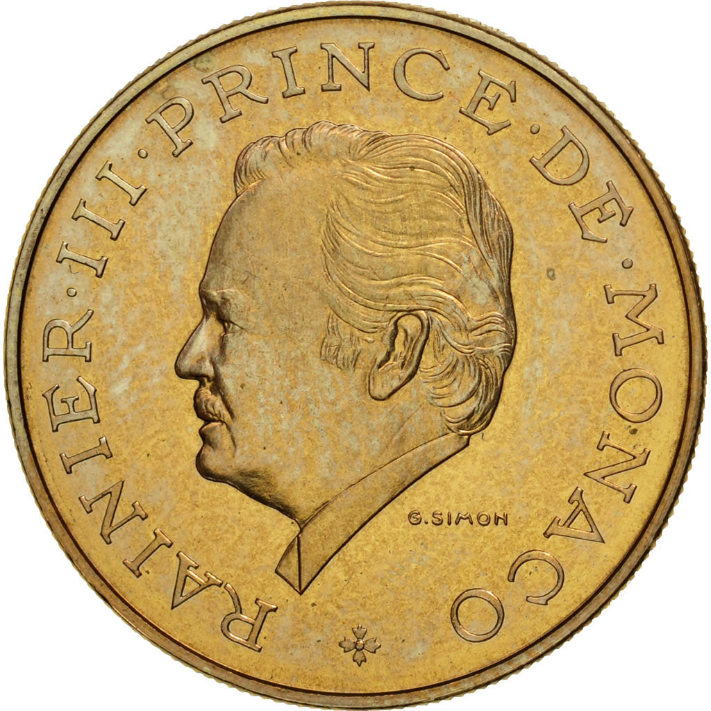 Monaco, Rainier III, 10 Francs, 1974, Paris, MS(65-70), Copper-Nickel-Aluminum