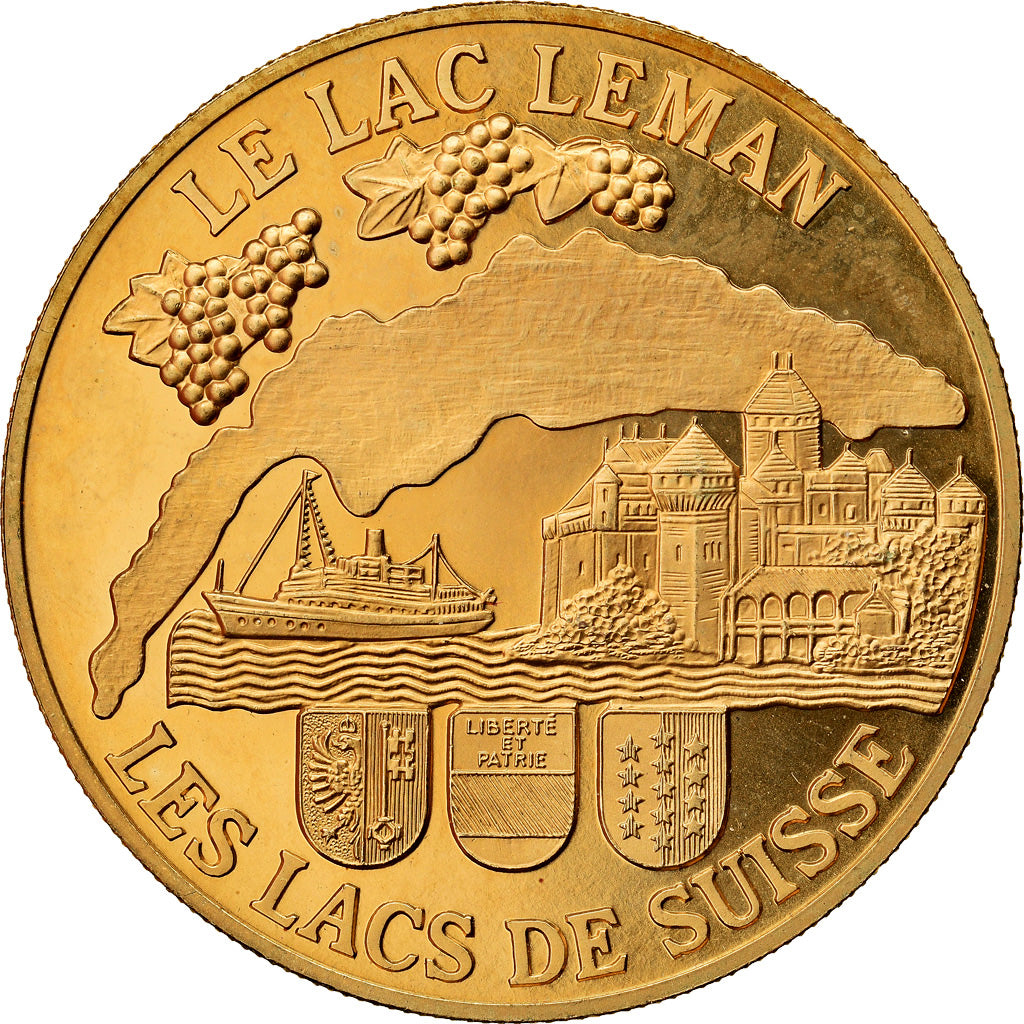 Switzerland, Medal, Le Lac Léman, MS(64), Copper-Nickel Gilt