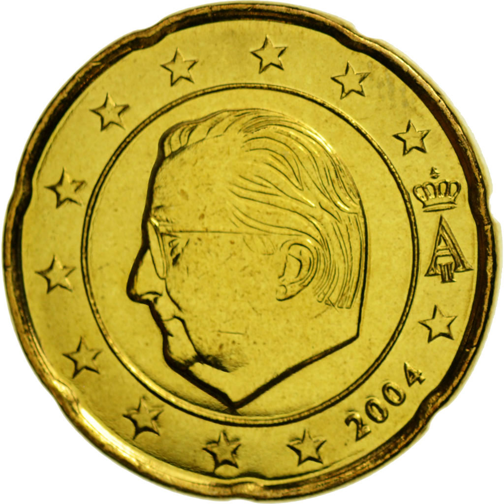 Belgia, 20 Euro Cent, 2004, Brussels, MS(65-70), Mosiądz, KM:228