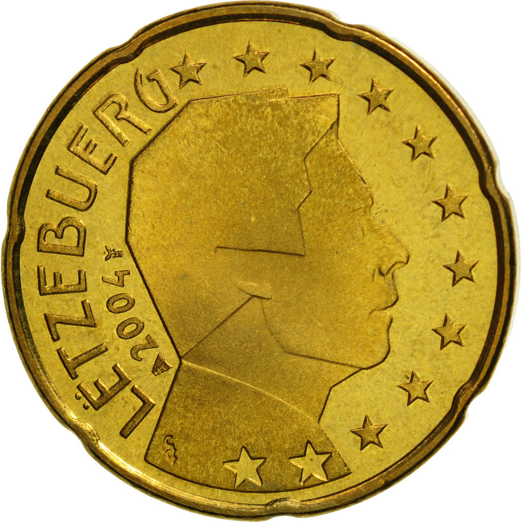 Luxembourg, 20 Euro Cent, 2004, MS(65-70), Brass, KM:79