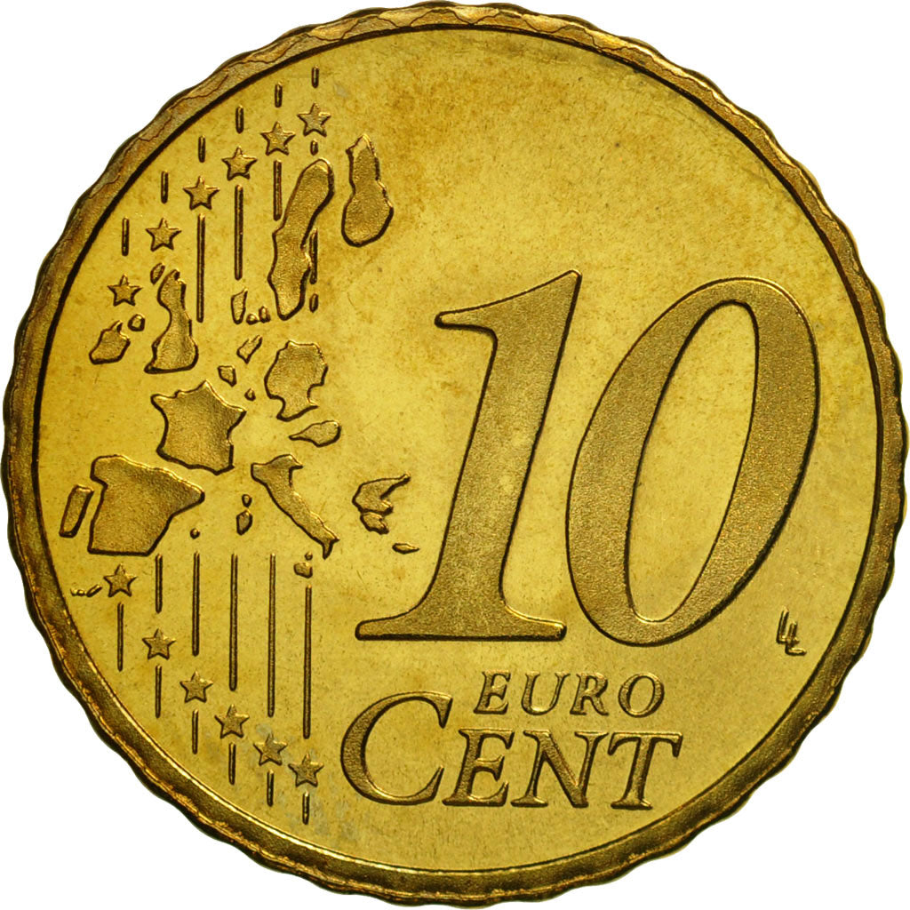 Netherlands, 10 Euro Cent, 2003, MS(65-70), Brass, KM:237