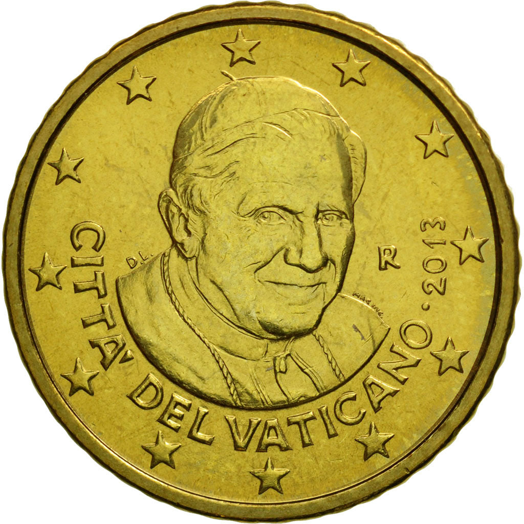 VATICAN CITY, 50 Euro Cent, 2013, MS(65-70), Brass, KM:387