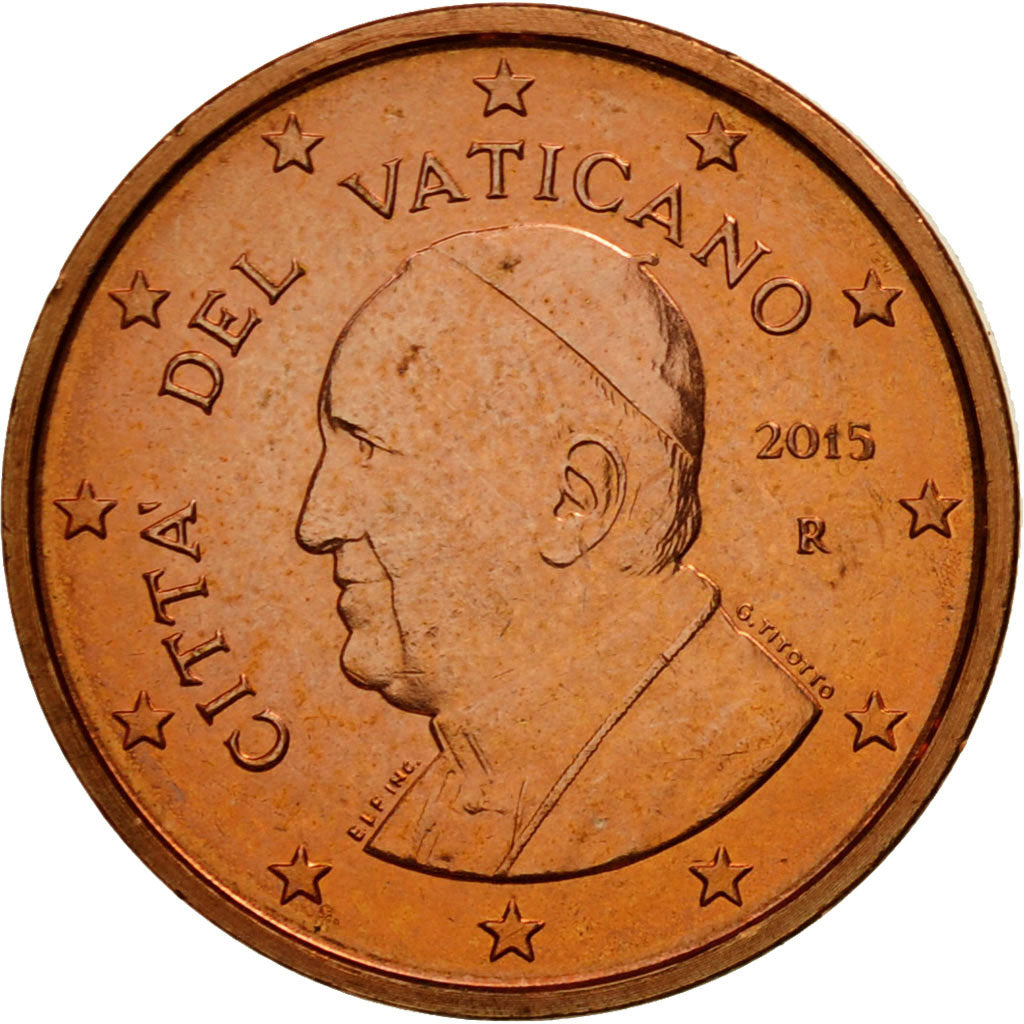 VATICAN CITY, Euro Cent, 2015, MS(65-70), Copper Plated Steel