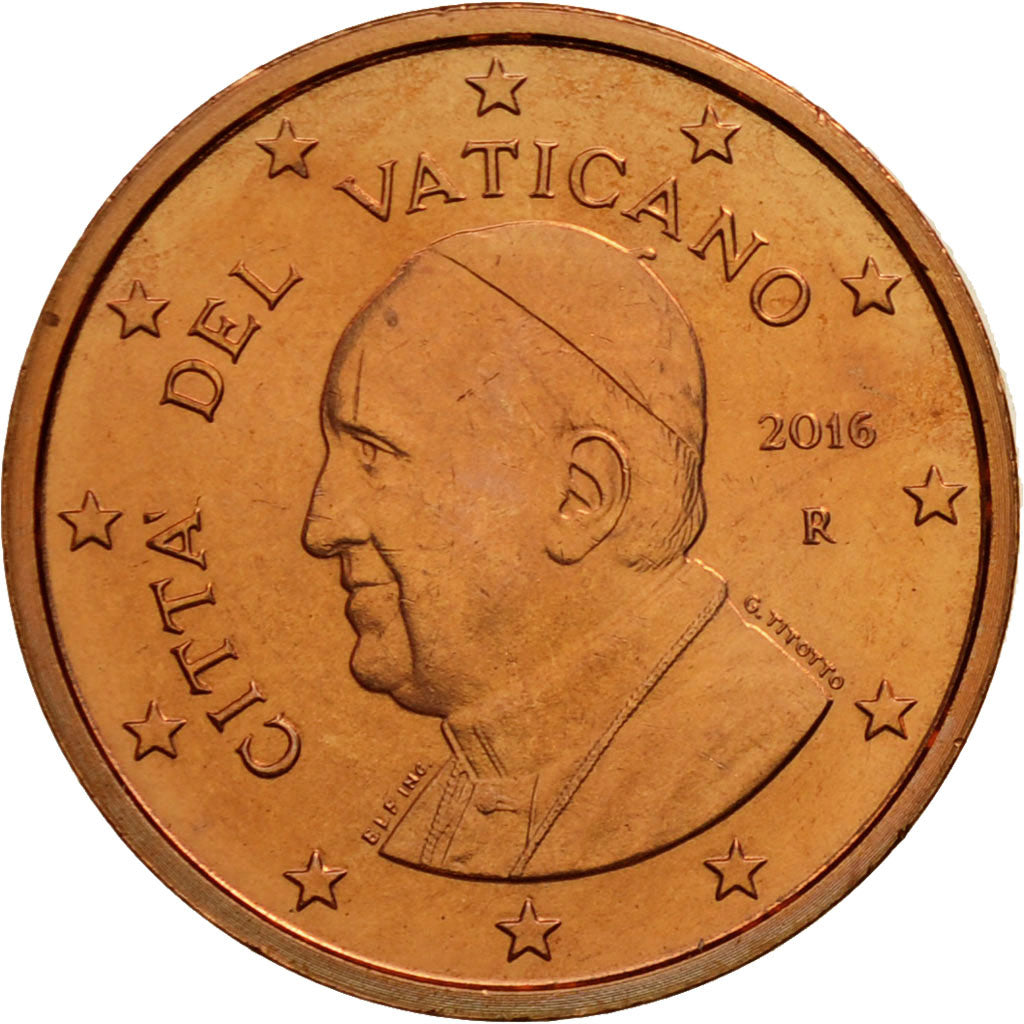 VATICAN CITY, Euro Cent, 2016, MS(65-70), Copper Plated Steel