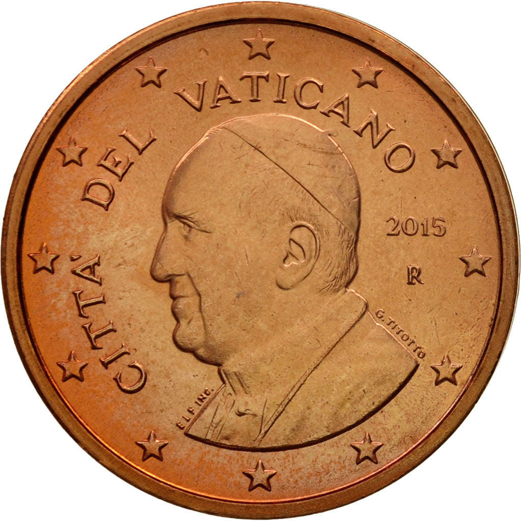 VATICAN CITY, 2 Euro Cent, 2015, MS(65-70), Copper Plated Steel