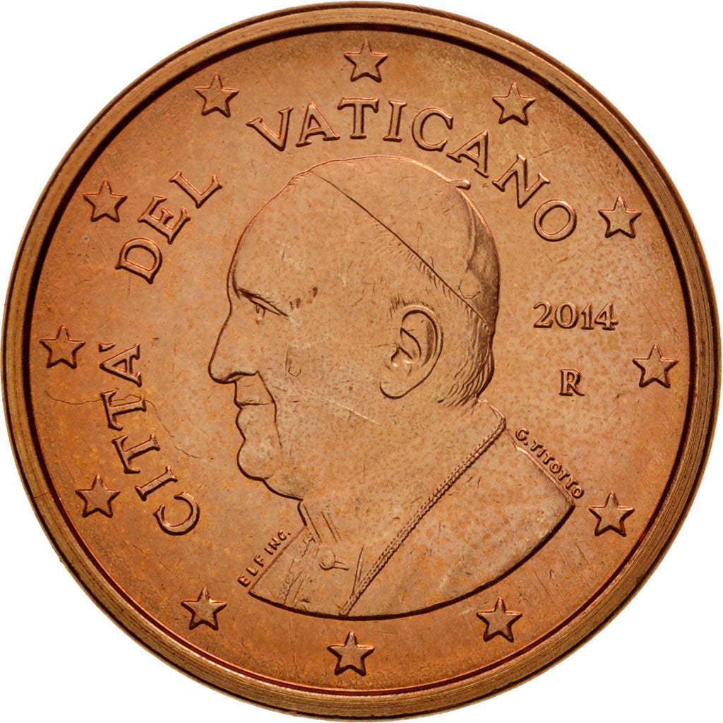 VATICAN CITY, 5 Euro Cent, 2014, MS(65-70), Copper Plated Steel