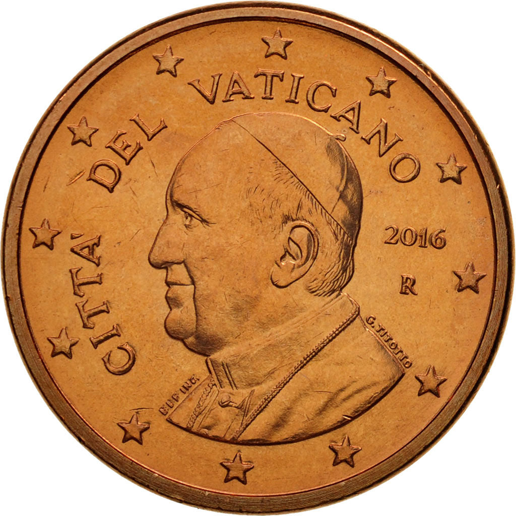 VATICAN CITY, 5 Euro Cent, 2016, MS(65-70), Copper Plated Steel
