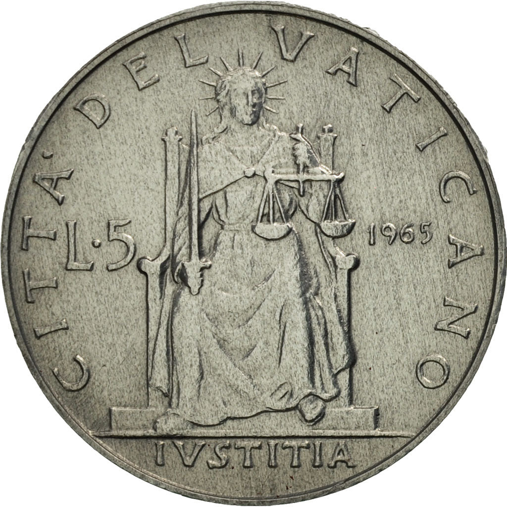 Coin, VATICAN CITY, Paul VI, 5 Lire, 1965, Roma, MS(65-70), Aluminum, KM:78.2