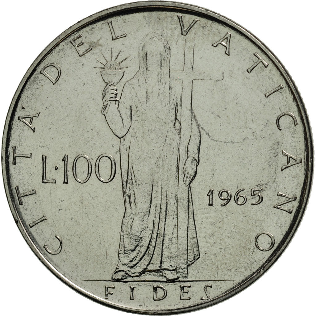 Moneta, CITTÀ DEL VATICANO, Paul VI, 100 Lire, 1965, Roma, FDC, Acciaio