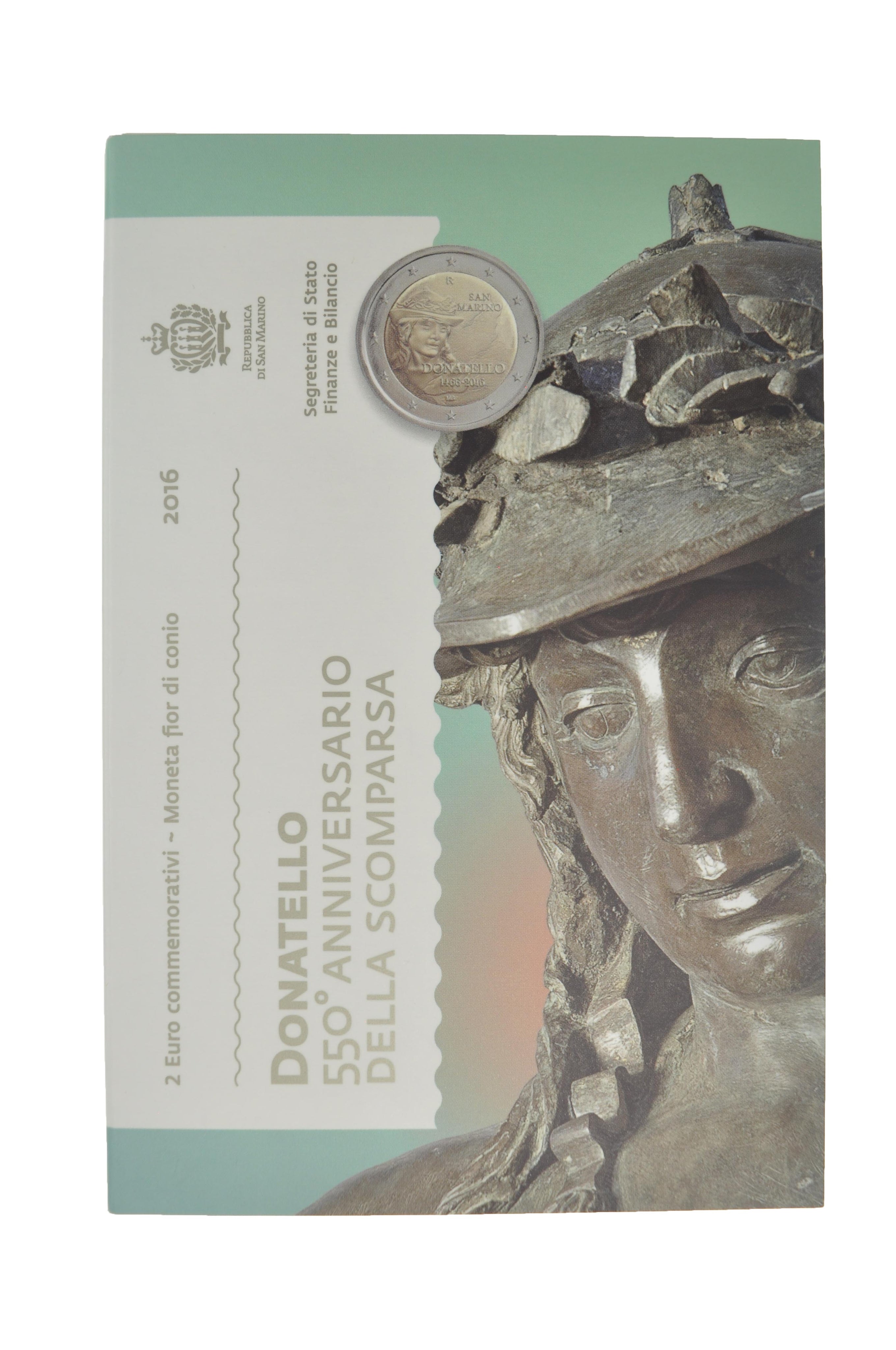 San Marino, 2 Euro, Donatello, 2016, MS(65-70), Bi-Metallic