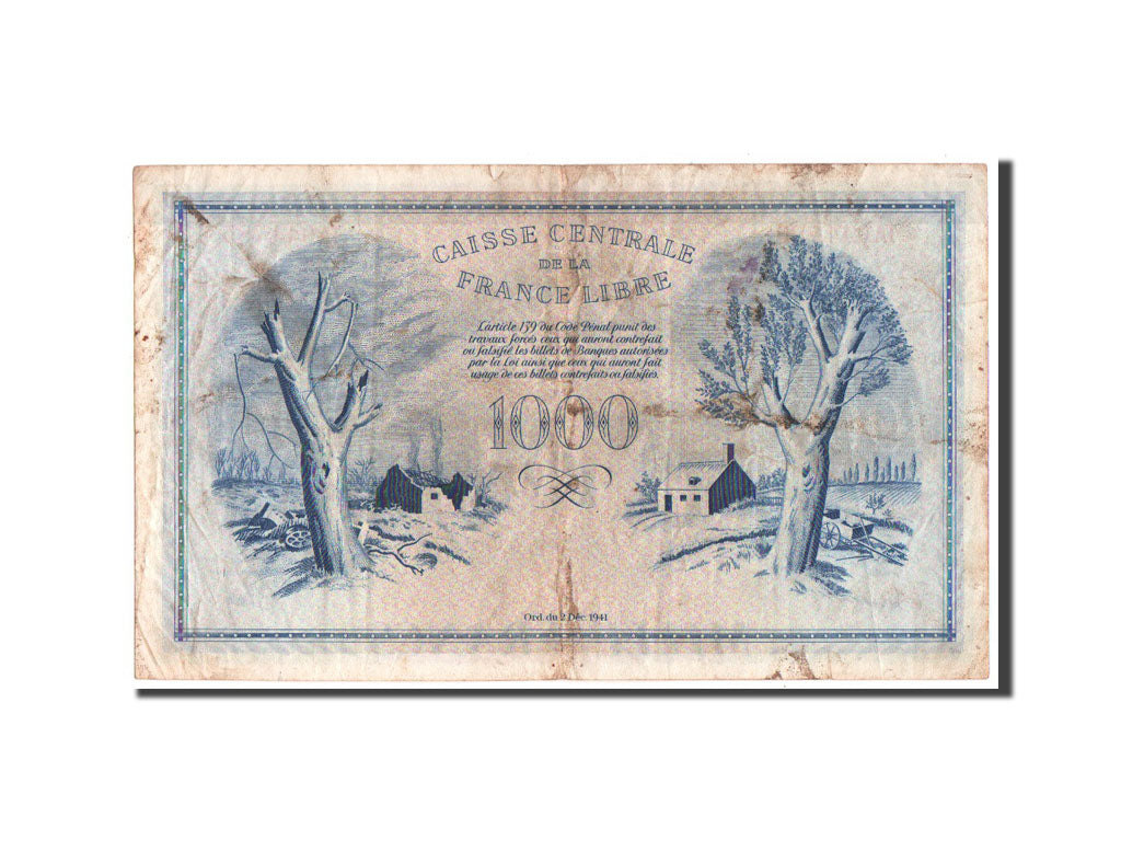 French Equatorial Africa, 1000 Francs, 1941, KM #14a, AU(50-53), TA044
