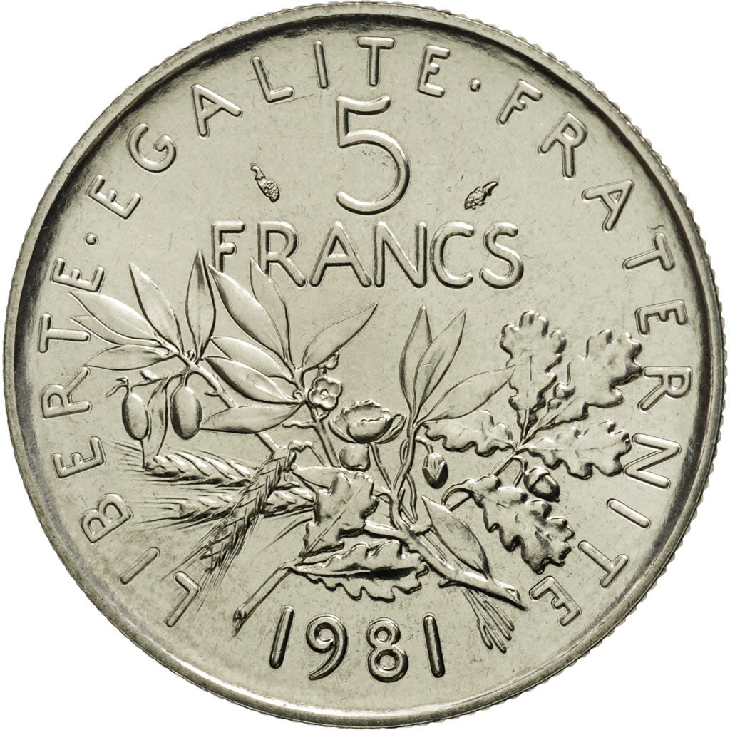 Coin, France, Semeuse, 5 Francs, 1981, Paris, MS(65-70), Nickel Clad
