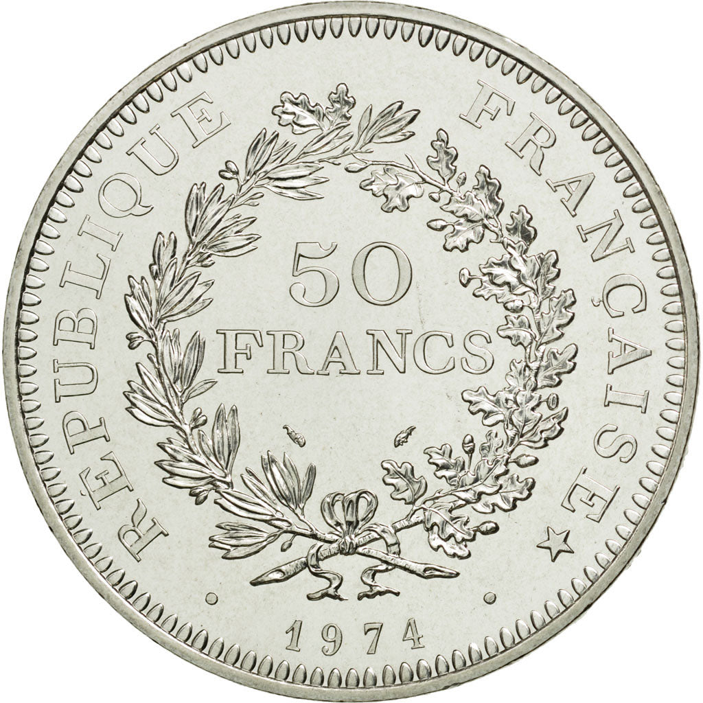Coin, France, Hercule, 50 Francs, 1974, Paris, MS(65-70), Silver, KM:941.1