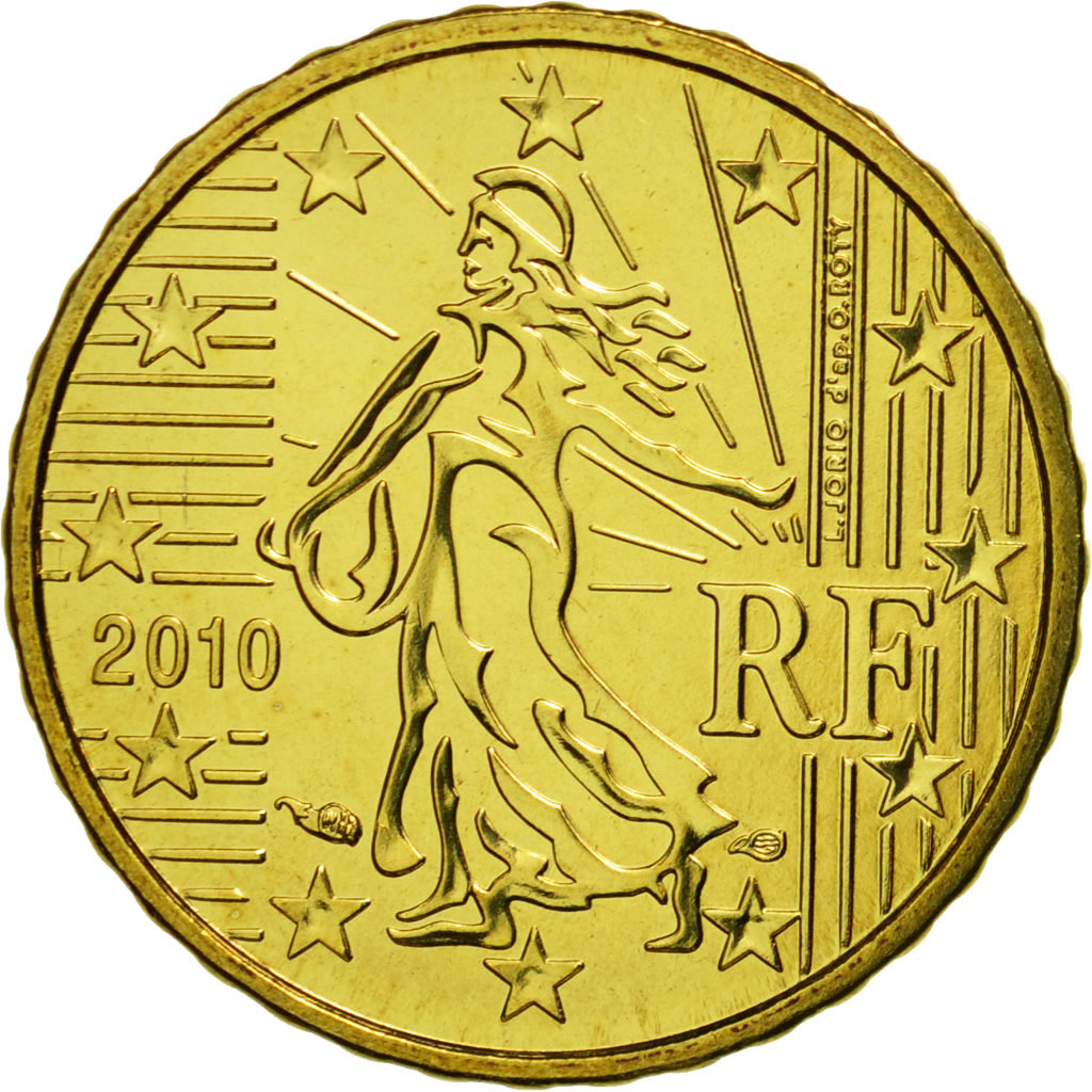 Coin, France, 10 Euro Cent, 2010, MS(65-70), Brass, KM:1410