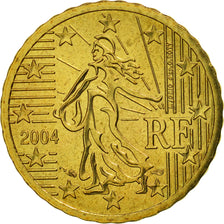 France, 10 Euro Cent, 2004, MS(65-70), Brass, KM:1285