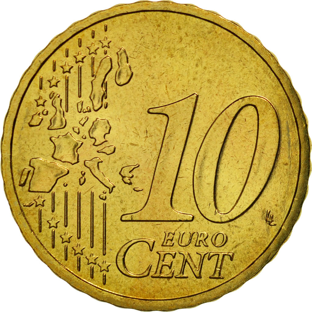 France, 10 Euro Cent, 2004, MS(65-70), Brass, KM:1285