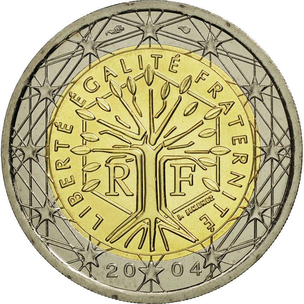 France, 2 Euro, 2004, MS(65-70), Bi-Metallic, KM:1289