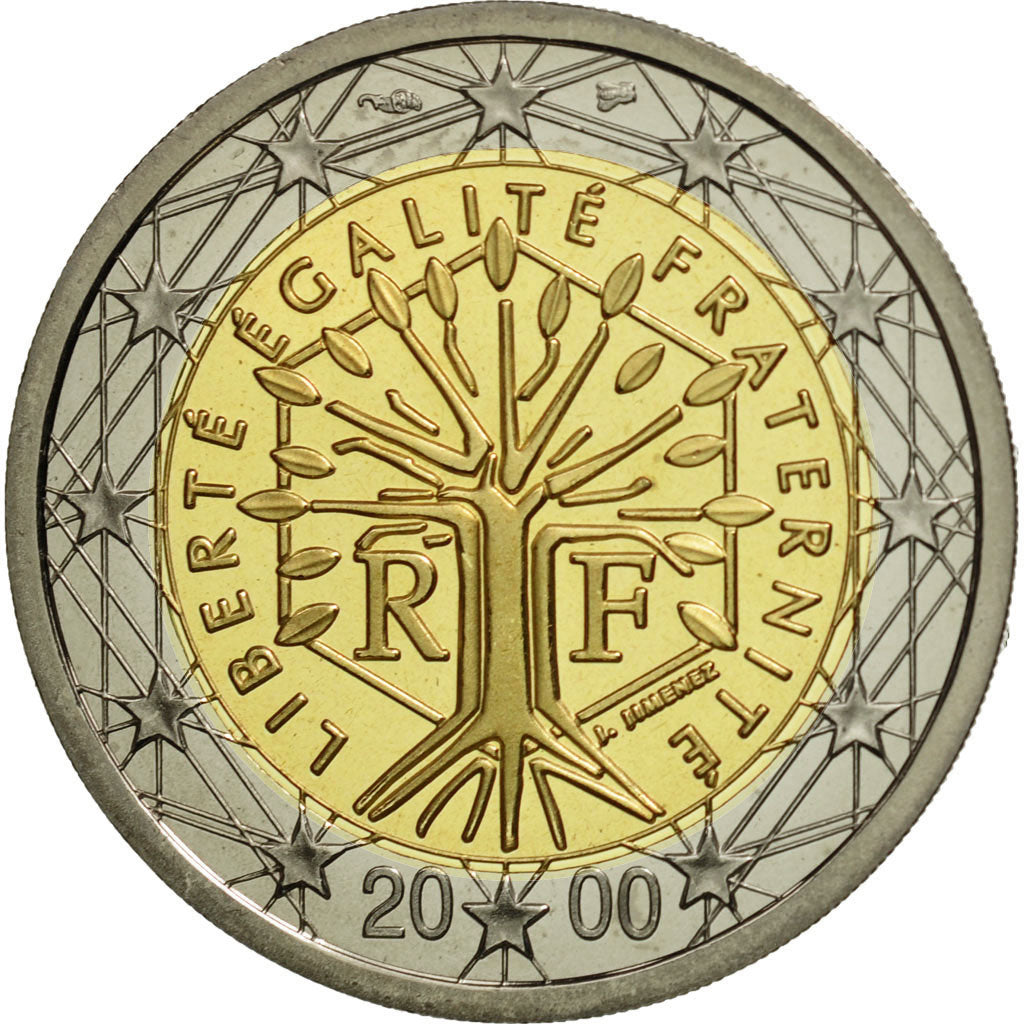 Frankreich, 2 Euro, 2000, STGL, Bi-Metallic, KM:1289