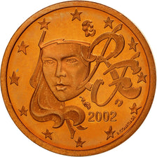 France, Euro Cent, PROOF 2002, MS(65-70), Copper Plated Steel, KM:1282