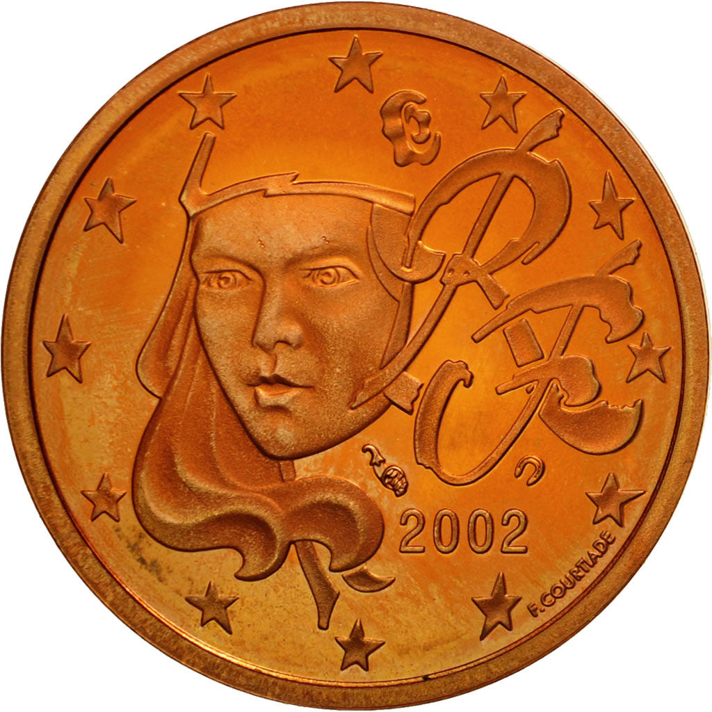 France, 2 Euro Cent, PROOF 2002, MS(65-70), Copper Plated Steel, KM:1283