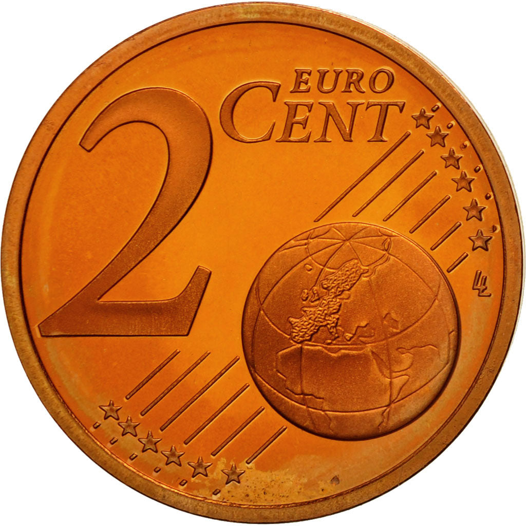France, 2 Euro Cent, PROOF 2002, MS(65-70), Copper Plated Steel, KM:1283