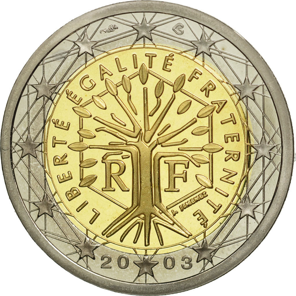 France, 2 Euro, PROOF 2003, MS(65-70), Bi-Metallic, KM:1289