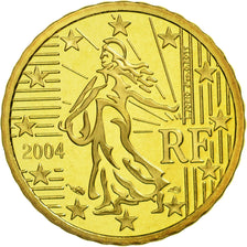 France, 10 Euro Cent, PROOF 2004, MS(65-70), Brass, KM:1285