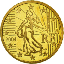 France, 10 Euro Cent, PROOF 2004, MS(65-70), Brass, KM:1285