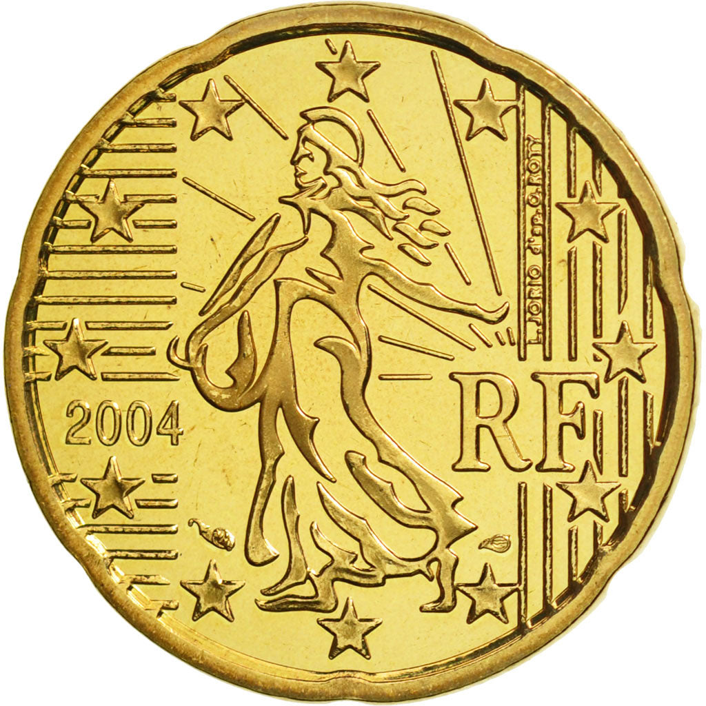 Coin, France, 20 Euro Cent, 2004, MS(65-70), Brass, KM:1286