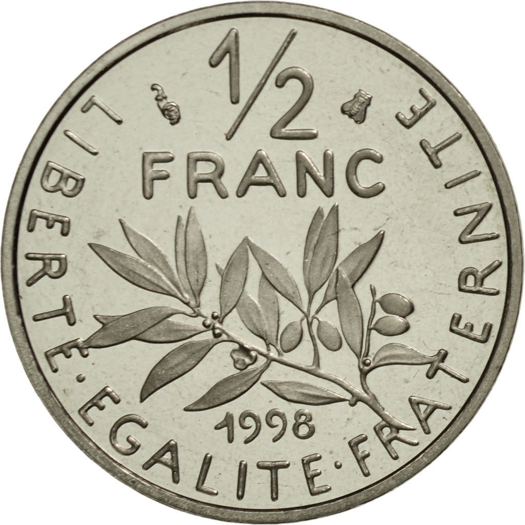 France, Semeuse, 1/2 Franc, 1998, Paris, BE, Nickel, KM:931.2, Gadoury:429a