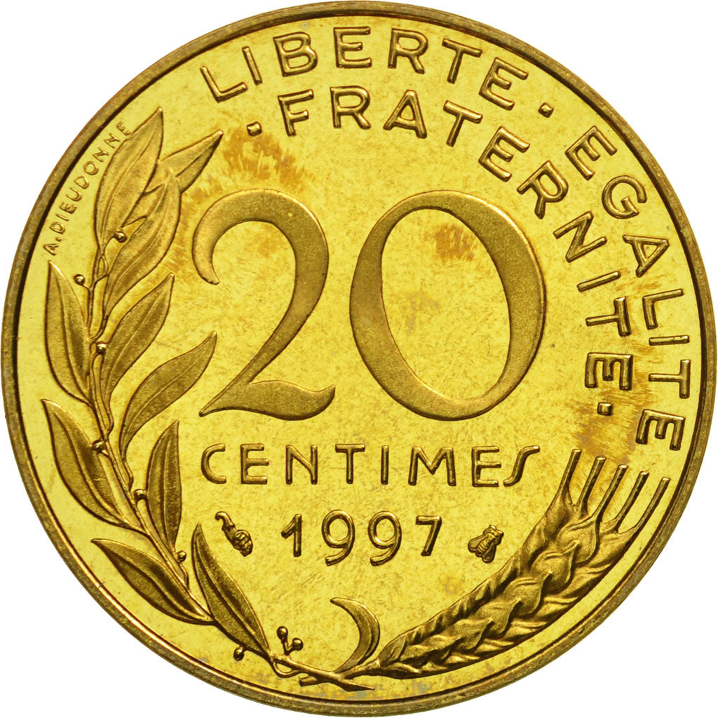 France, Marianne, 20 Centimes, PROOF 1997, MS(65-70), Aluminum-Bronze, KM:930