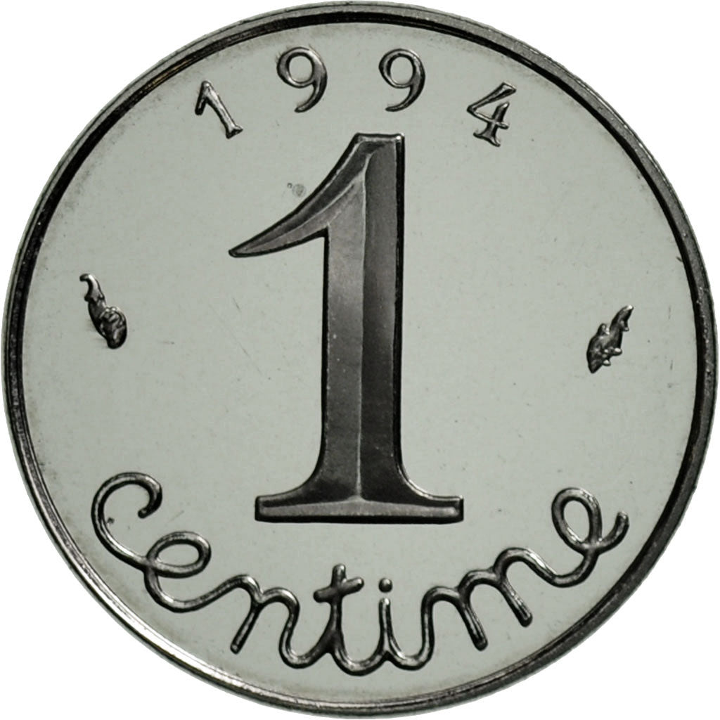 France, Centime, PROOF 1994, Paris, MS(65-70), Stainless Steel, Gadoury:91b