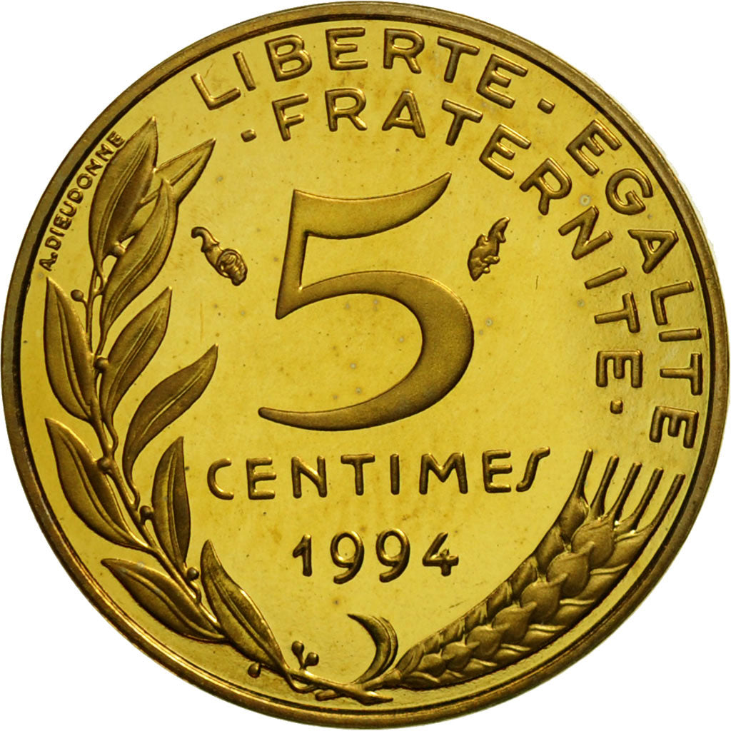Coin, France, Marianne, 5 Centimes, 1994, Paris, MS(65-70), Aluminum-Bronze