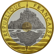 Monnaie, France, Mont Saint Michel, 20 Francs, 1994, Paris, FDC, Tri-Metallic