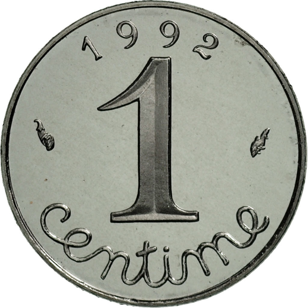France, Épi, Centime, PROOF 1992, Paris, MS(65-70), Stainless Steel, KM:928