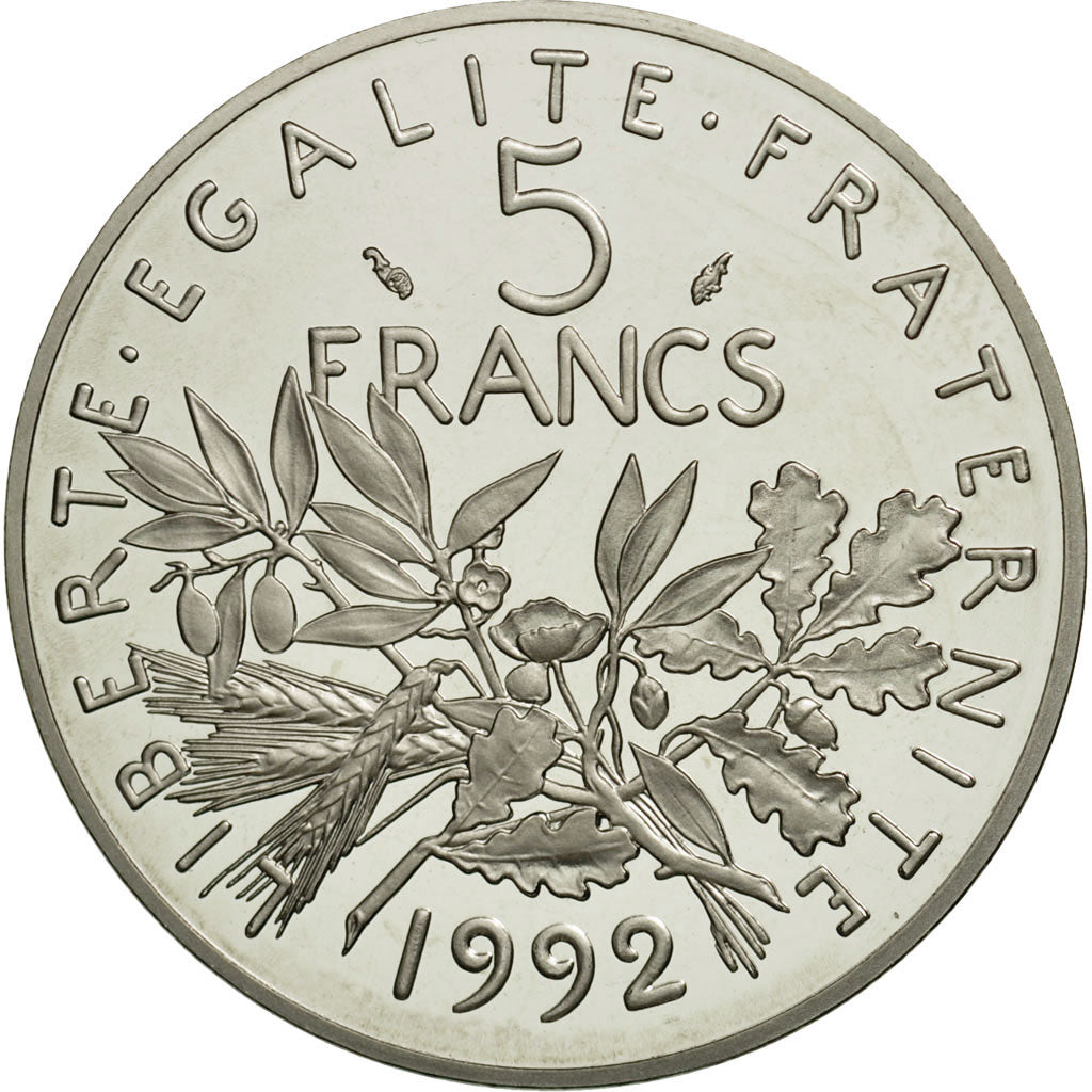 Coin, France, Semeuse, 5 Francs, 1992, Paris, MS(65-70), Nickel Clad