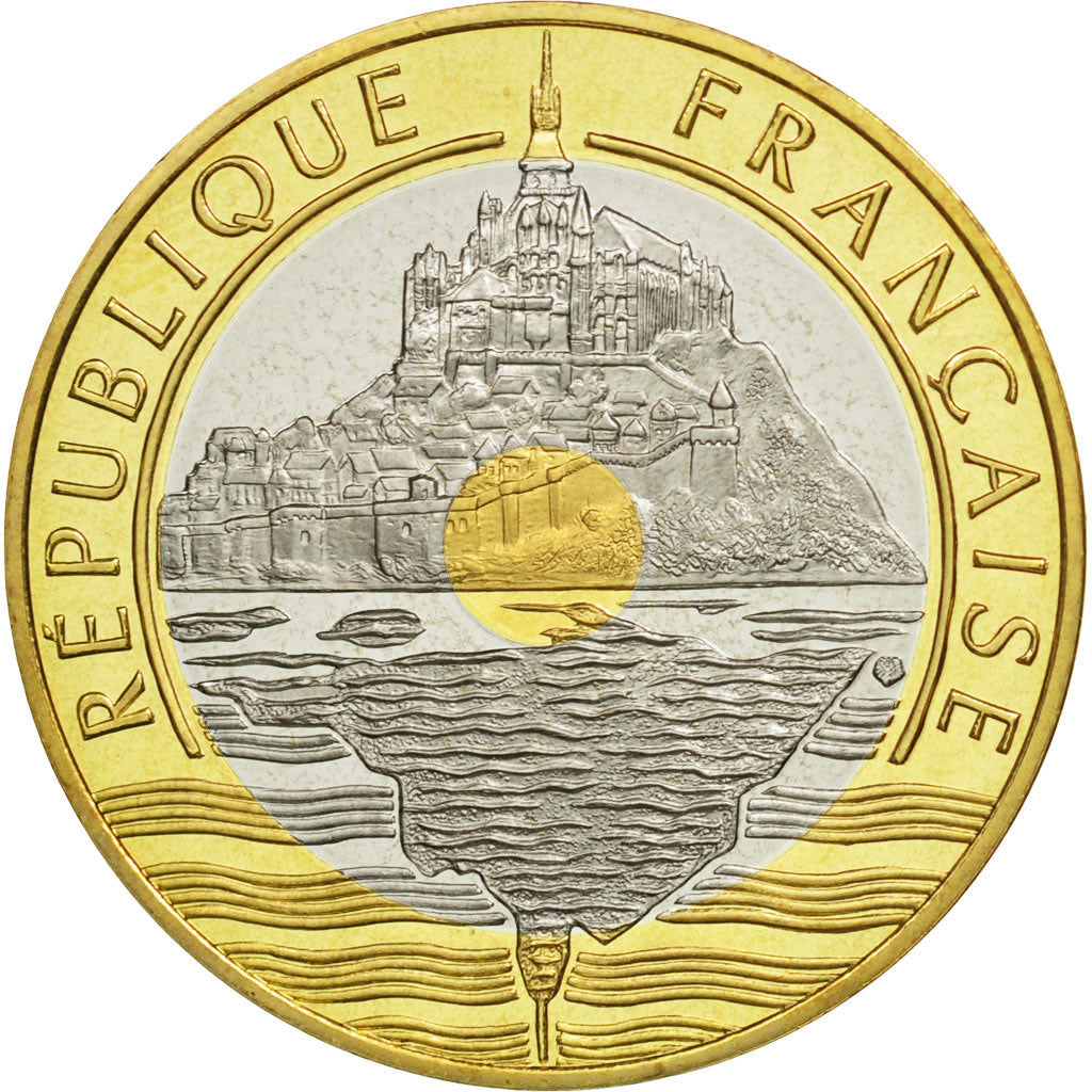 France, Mont Saint Michel, 20 Francs, PROOF 1992, Paris, MS(65-70), Tri-Metallic
