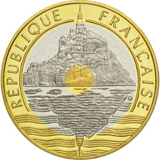 France, Mont Saint Michel, 20 Francs, PROOF 1992, Paris, MS(65-70), Tri-Metallic